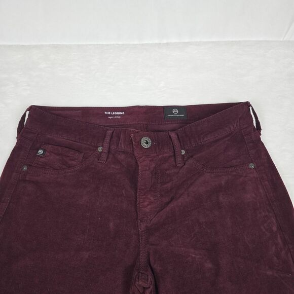 AG Adriano Goldschmied Women’s Burgundy Corduroy Super Skinny Jeans Sizez 27 - Picture 10 of 14